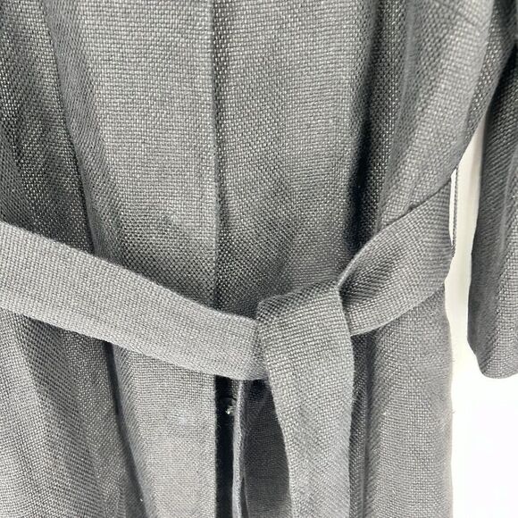 Banana Republic Womens Black Slash Pockets Belted Overcoat Linen Blend Small - Picture 2 of 6